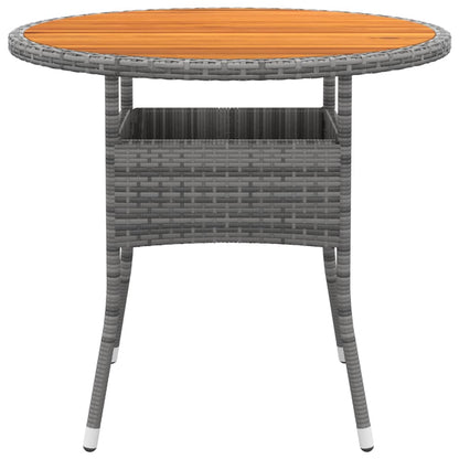 Tavolo Giardino Ã˜80x75 cm Massello Acacia e Polyrattan Grigio