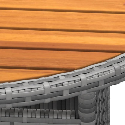 Tavolo Giardino Ã˜80x75 cm Massello Acacia e Polyrattan Grigio