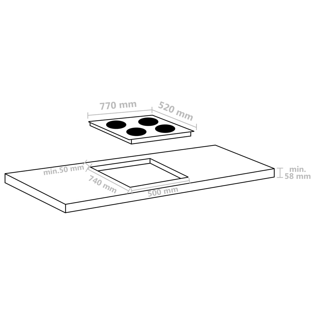 Piano Cottura Induzione 4 Zone Controlli Touch Vetro 77cm 7000W