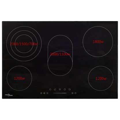 Piano Cottura in Ceramica 5 Zone e Controlli Touch 90 cm 8500 W
