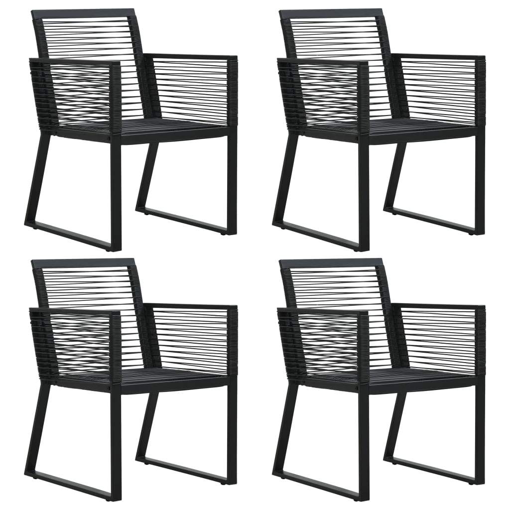 Sedie da Giardino 4 pz in Corda in Rattan Nero