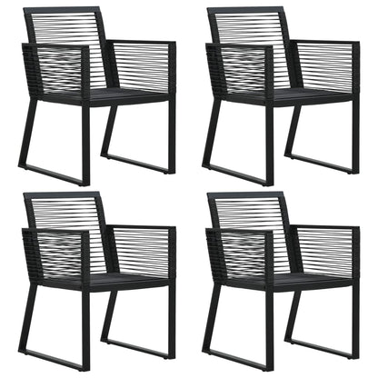 Sedie da Giardino 4 pz in Corda in Rattan Nero