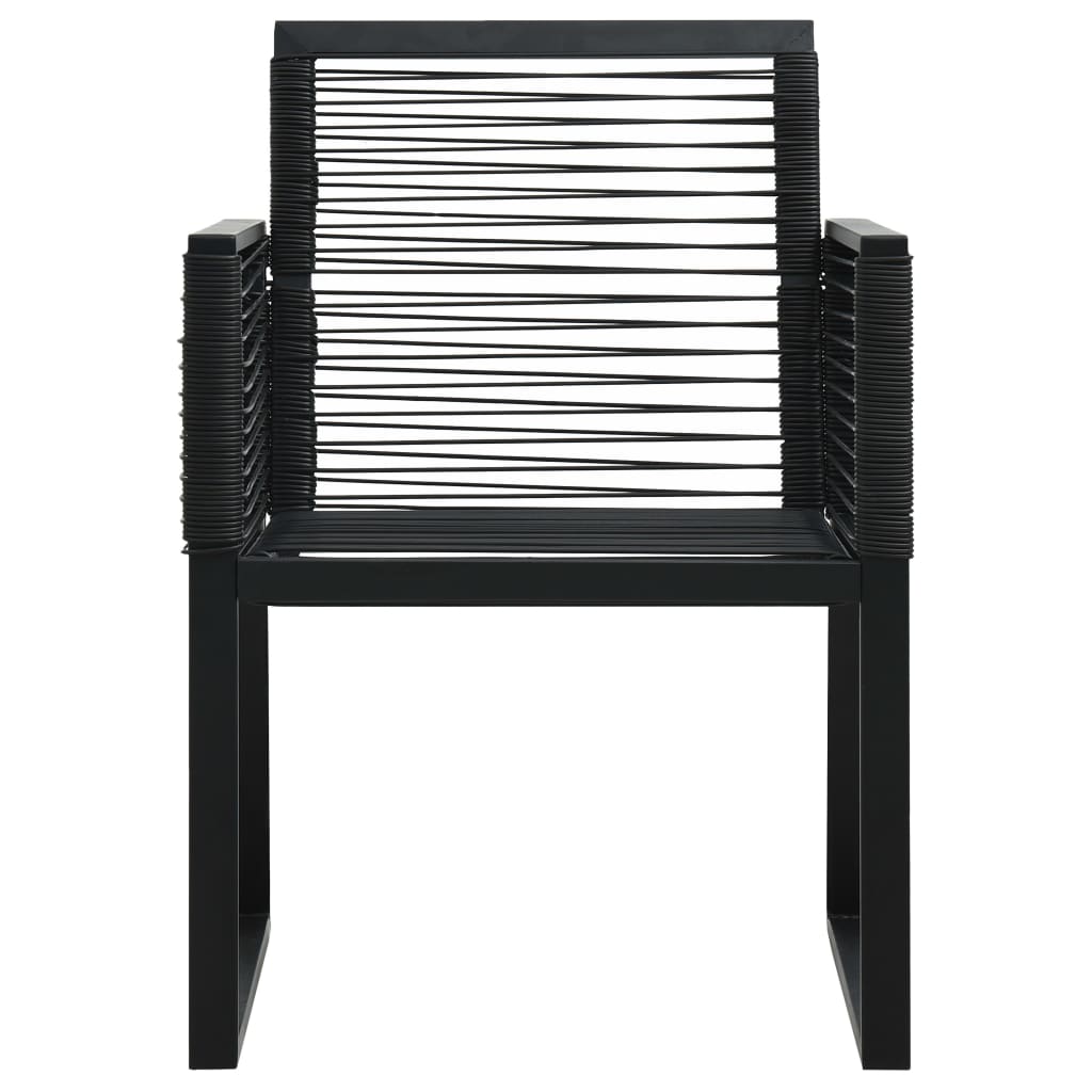 Sedie da Giardino 4 pz in Corda in Rattan Nero