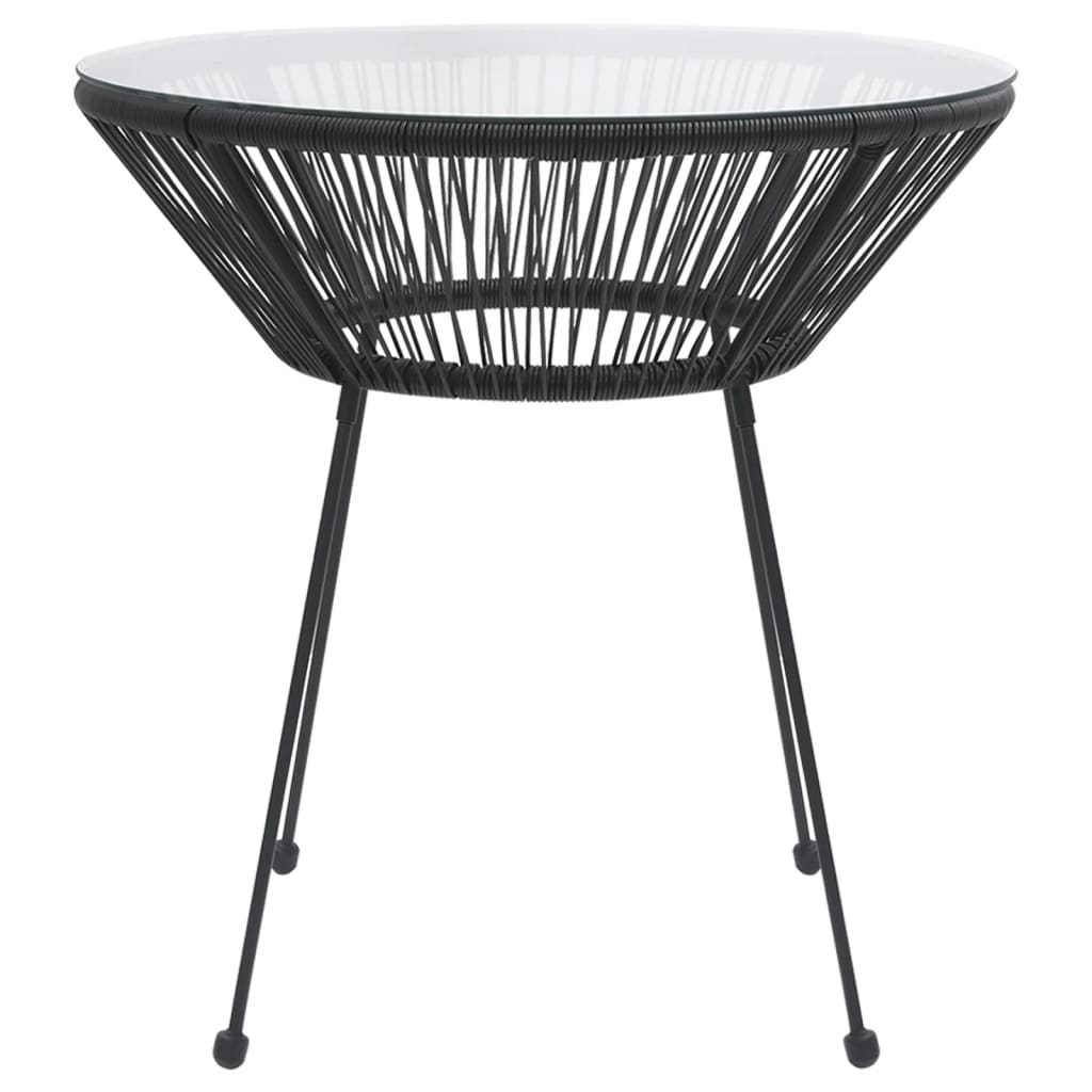 Tavolo da Pranzo per Giardino Nero ÃƒËœ70x74 cm in Rattan e Vetro