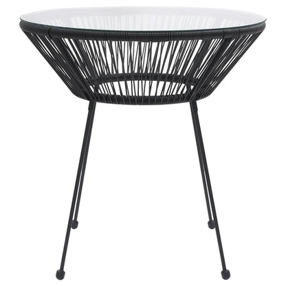 Tavolo da Pranzo per Giardino Nero ÃƒËœ70x74 cm in Rattan e Vetro