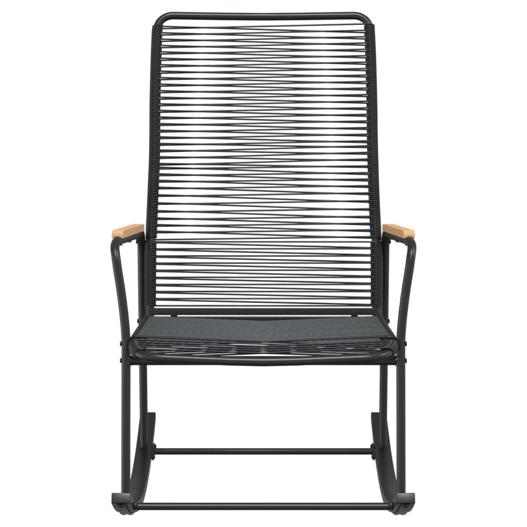 Sedia a Dondolo da Giardino Nera 59x79,5x104 cm Rattan PVC