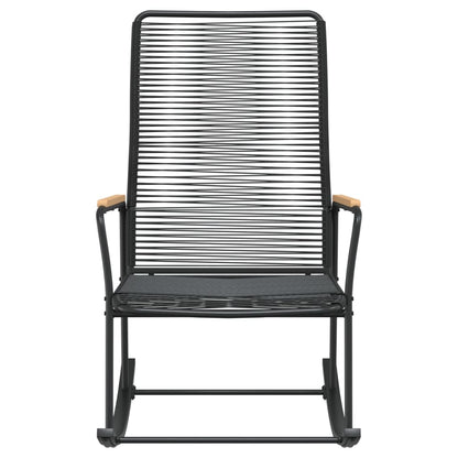 Sedia a Dondolo da Giardino Nera 59x79,5x104 cm Rattan PVC