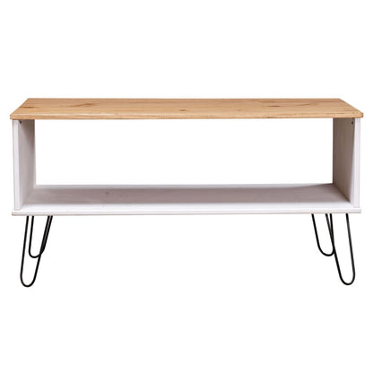 Tavolino New York Bianco e Naturale Legno Massello di Pino