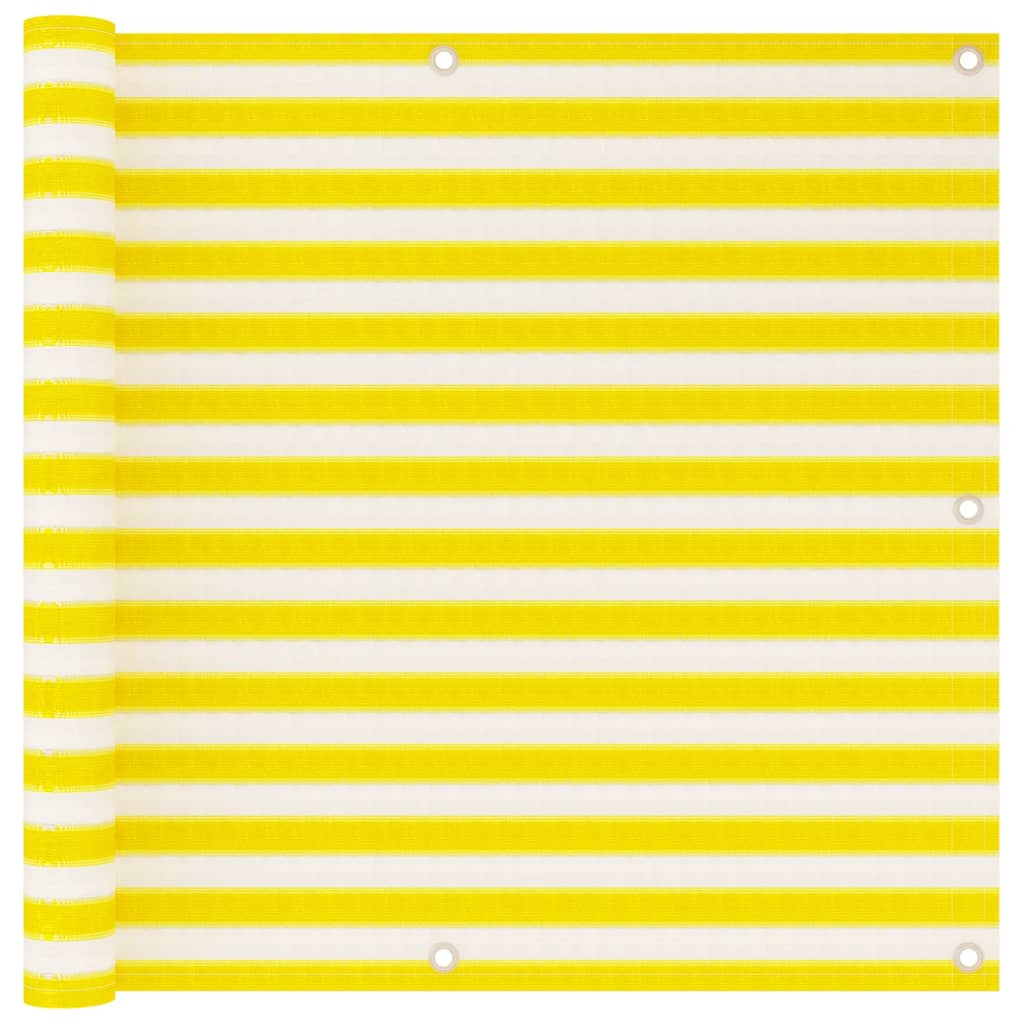 Paravento da Balcone Giallo e Bianco 90x500 cm in HDPE
