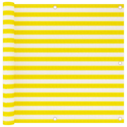 Paravento da Balcone Giallo e Bianco 90x500 cm in HDPE