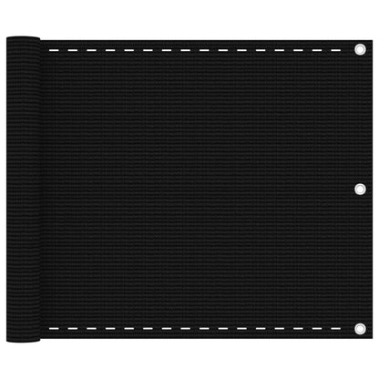 Paravento da Balcone Nero 75x600 cm in HDPE