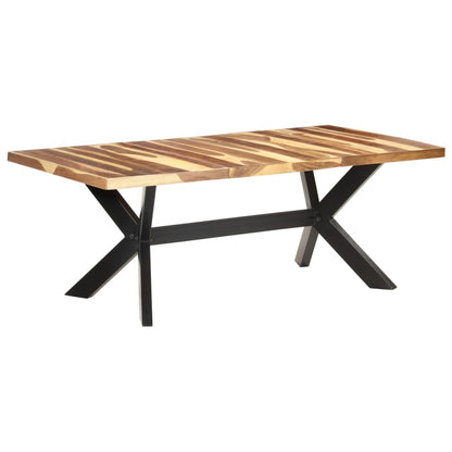 Tavolo da Pranzo 200x100x75cm Legno Massello con Finitura Ambra
