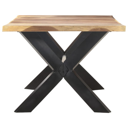 Tavolo da Pranzo 200x100x75cm Legno Massello con Finitura Ambra