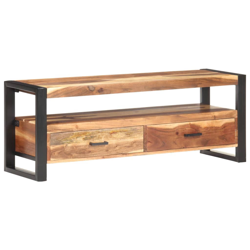 Mobile Porta TV 120x35x45 cm Legno Massello con Finitura Ambra
