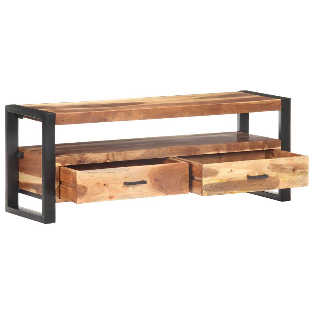 Mobile Porta TV 120x35x45 cm Legno Massello con Finitura Ambra