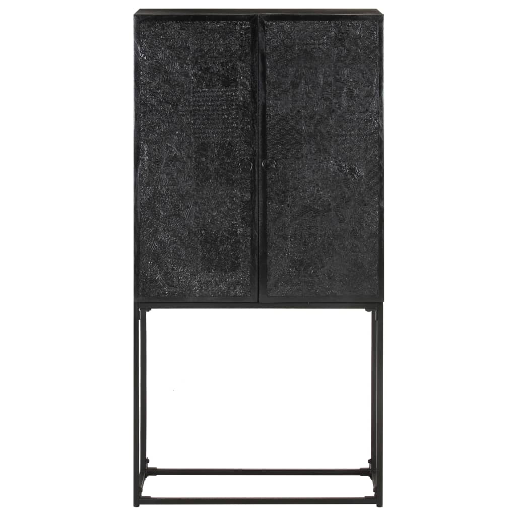 Credenza Nera 60x30x120 cm Legno Massello di Acacia e Mango