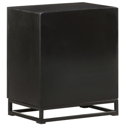 Comodino Nero 40x30x50 cm in Legno Massello di Acacia e Mango