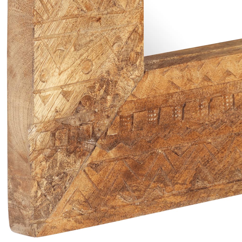 Specchio Intagliato a Mano Bianco 110x50x2,5 cm Legno di Mango