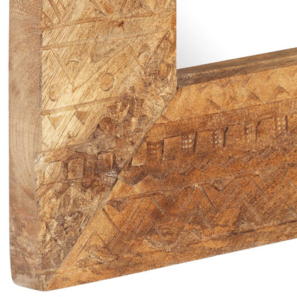 Specchio Intagliato a Mano Bianco 110x50x2,5 cm Legno di Mango
