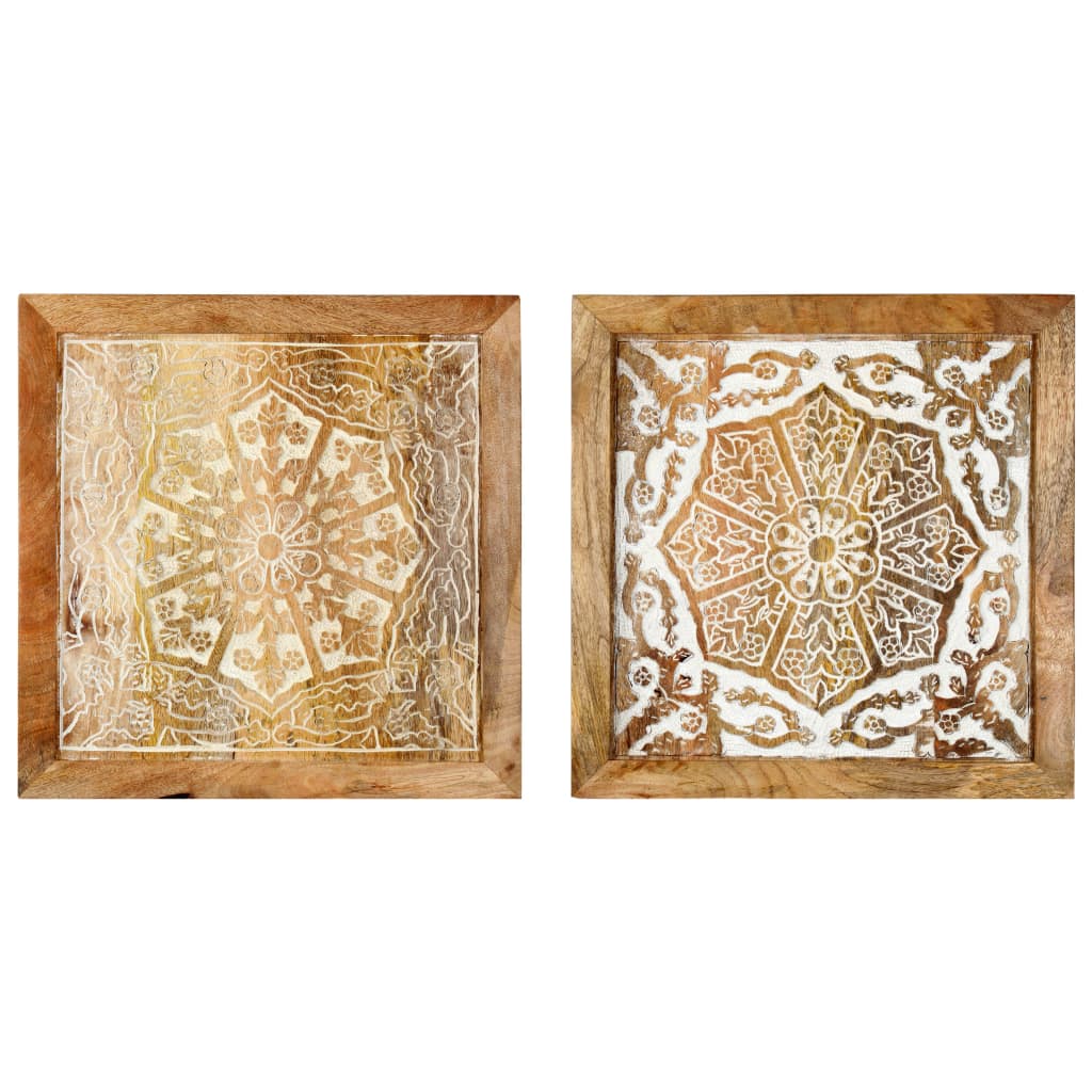 Quadri Intagliati a Mano 2 pz in Mango Massello 40x40x1,5 cm