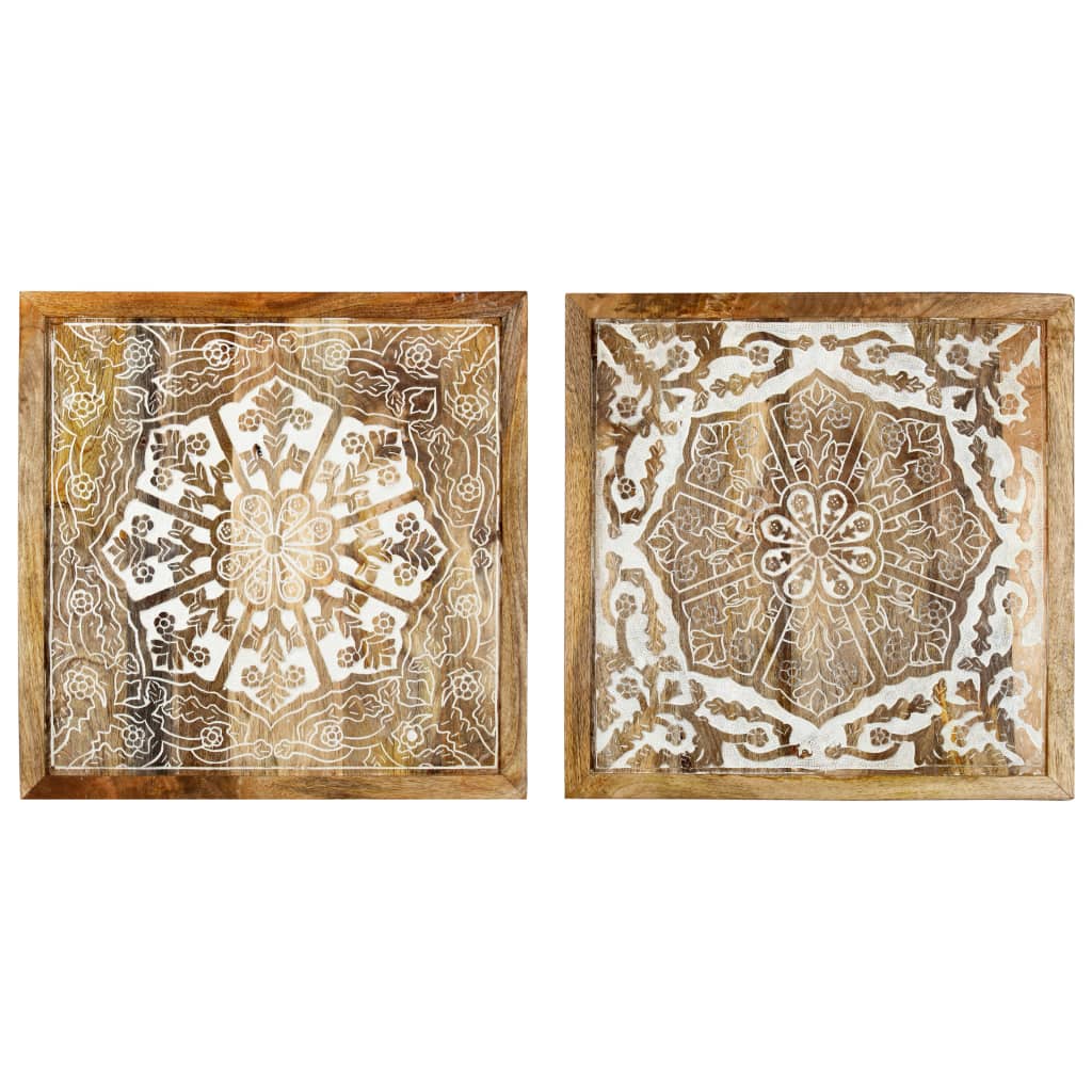 Quadri Intagliati a Mano 2 pz in Massello di Mango 60x60x2,5 cm