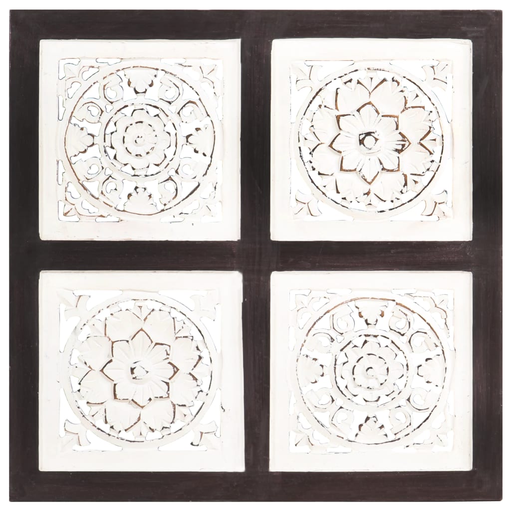 Pannello Murale Intagliato MDF 40x40x1,5 cm Marrone e Bianco