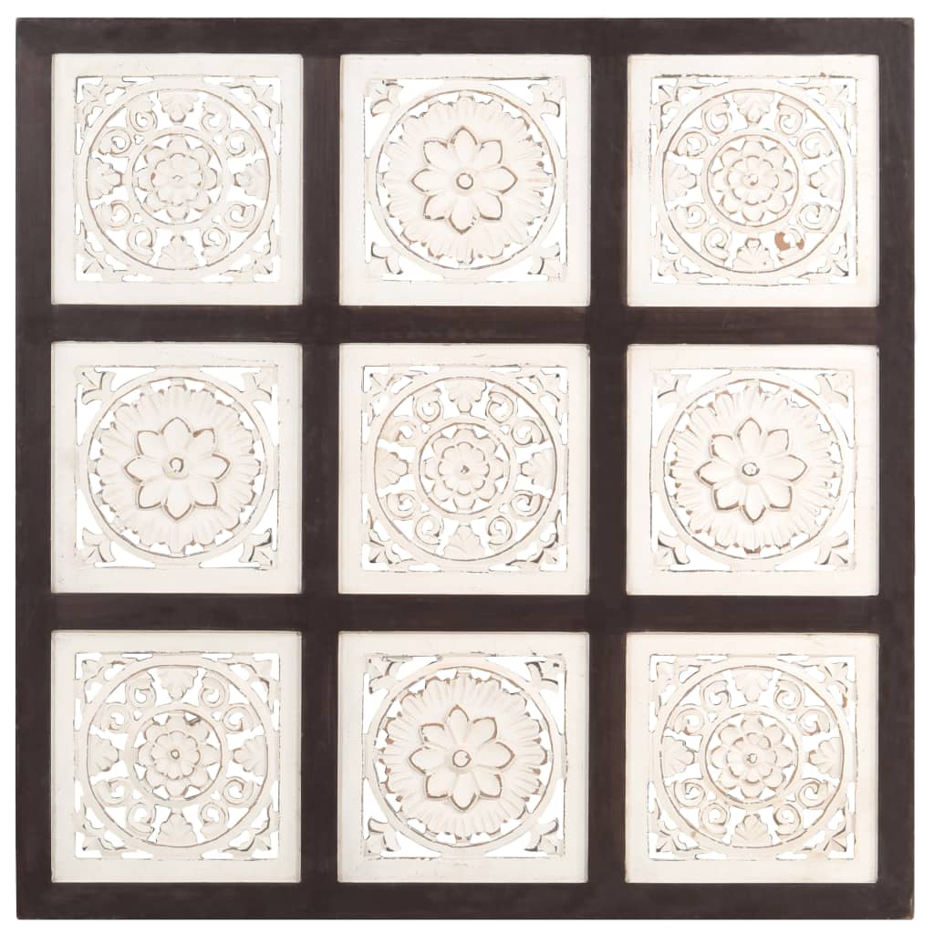 Pannello Intagliato a Mano in MDF 60x60x1,5 cm Marrone e Bianco