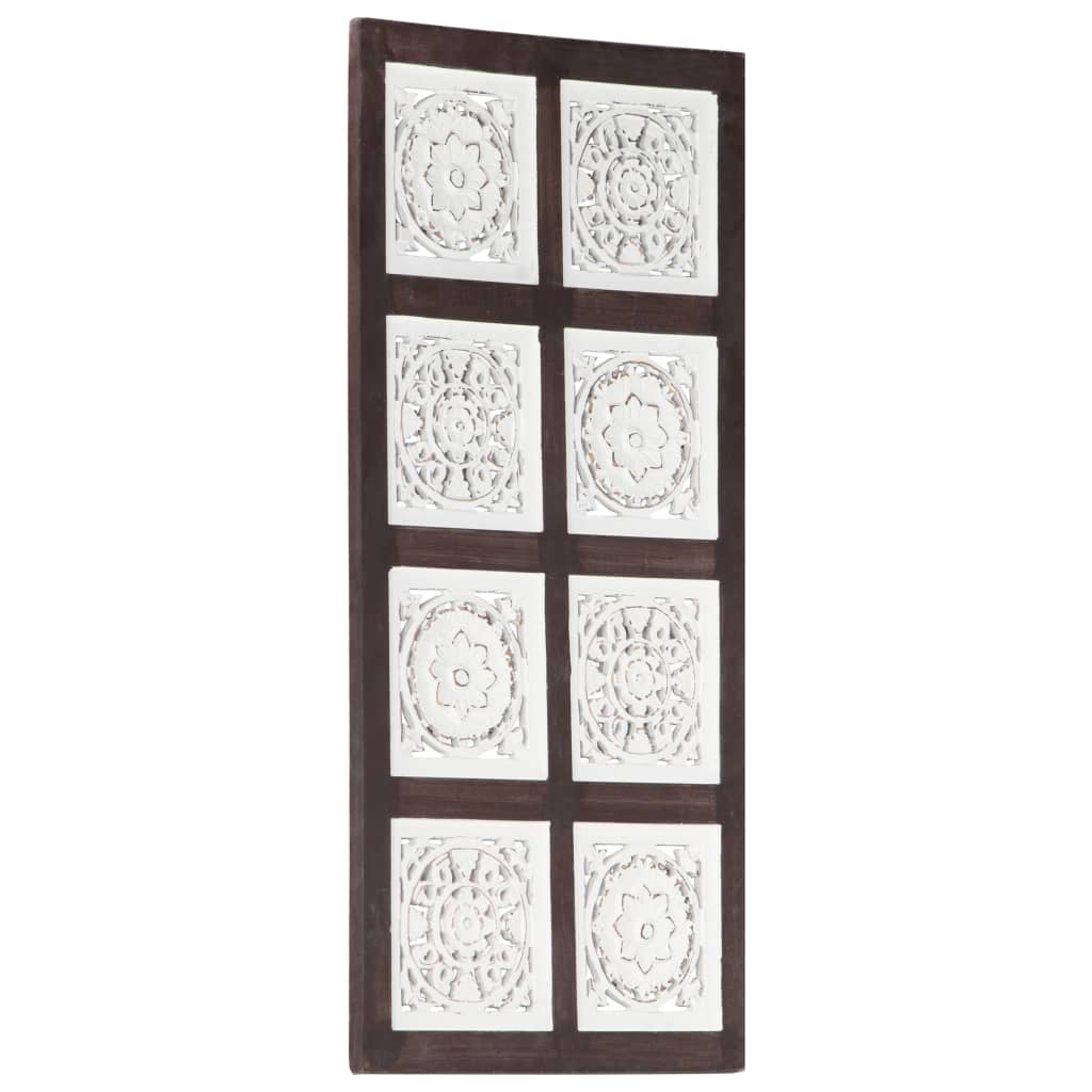 Pannello Murale Intagliato a Mano MDF 40x80x1,5 cm Marrone e Bianco
