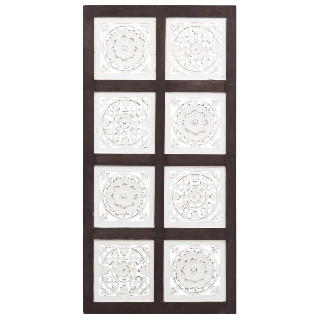 Pannello Murale Intagliato a Mano MDF 40x80x1,5 cm Marrone e Bianco