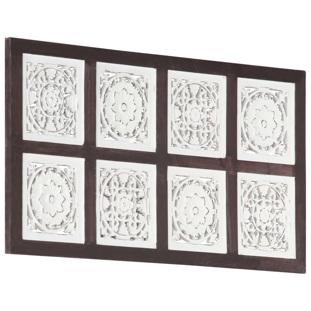 Pannello Murale Intagliato a Mano MDF 40x80x1,5 cm Marrone e Bianco