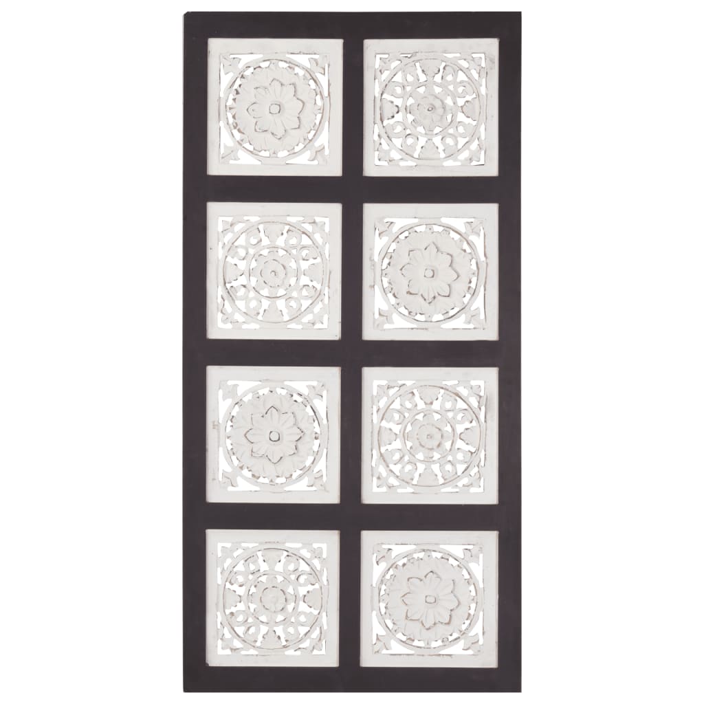 Pannello Murale Intagliato MDF 40x80x1,5 cm Nero e Bianco