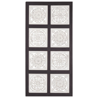 Pannello Murale Intagliato MDF 40x80x1,5 cm Nero e Bianco