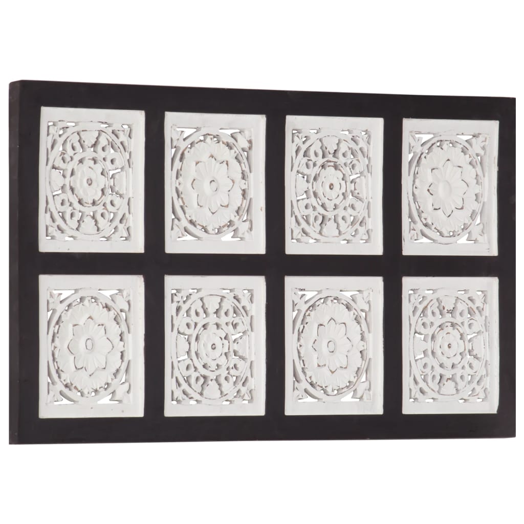 Pannello Murale Intagliato MDF 40x80x1,5 cm Nero e Bianco