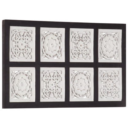Pannello Murale Intagliato MDF 40x80x1,5 cm Nero e Bianco