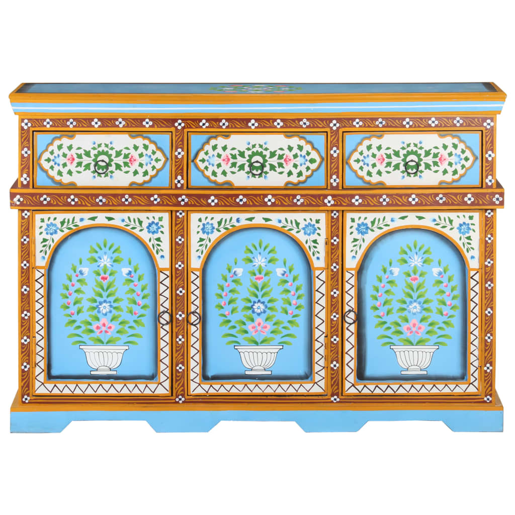 Credenza Dipinta a Mano Multicolore 110x30x76cm Mango Massello