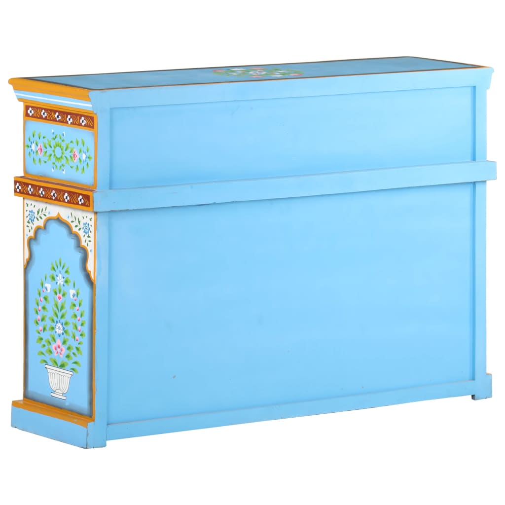 Credenza Dipinta a Mano Multicolore 110x30x76cm Mango Massello