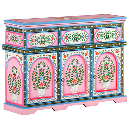 Credenza Dipinta a Mano Multicolore 110x30x76 cm Mango Massello