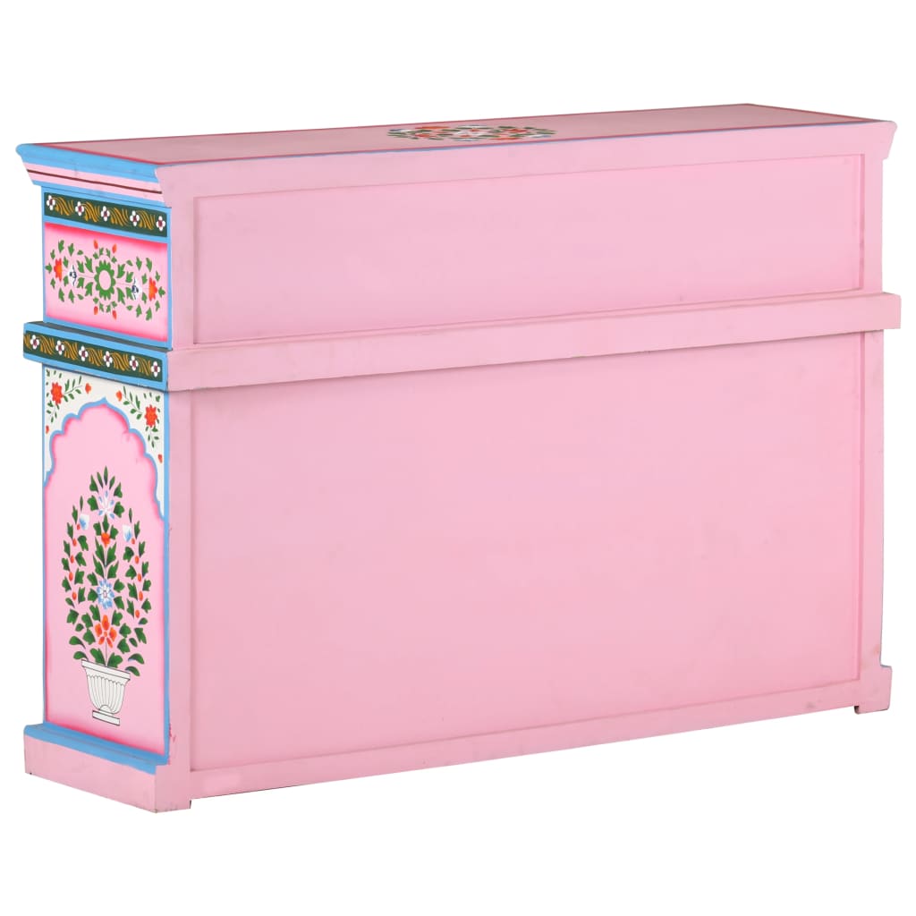 Credenza Dipinta a Mano Multicolore 110x30x76 cm Mango Massello