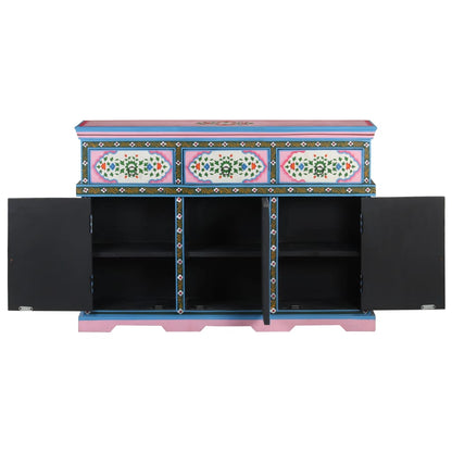 Credenza Dipinta a Mano Multicolore 110x30x76 cm Mango Massello