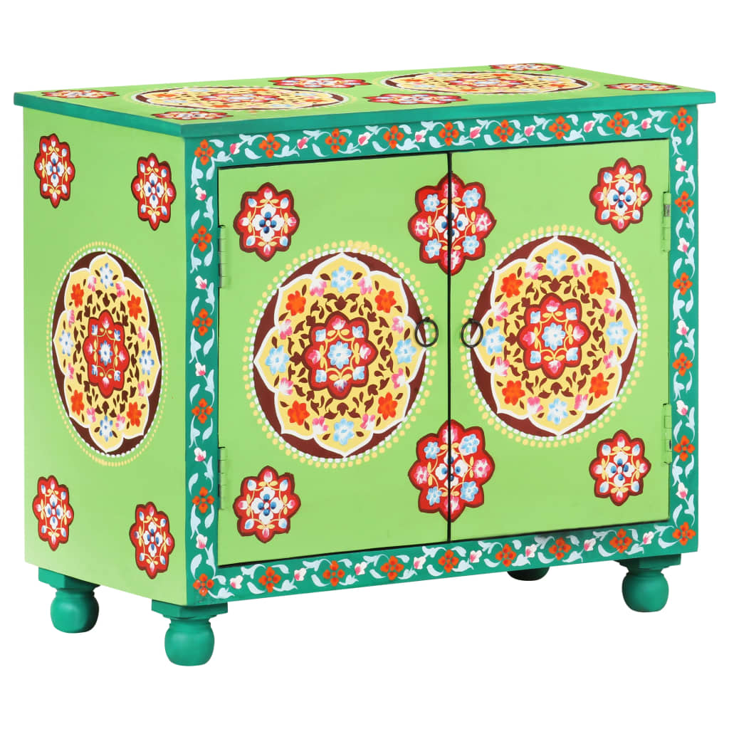 Credenza Dipinta a Mano Multicolore 70x35x60 cm Legno di Mango
