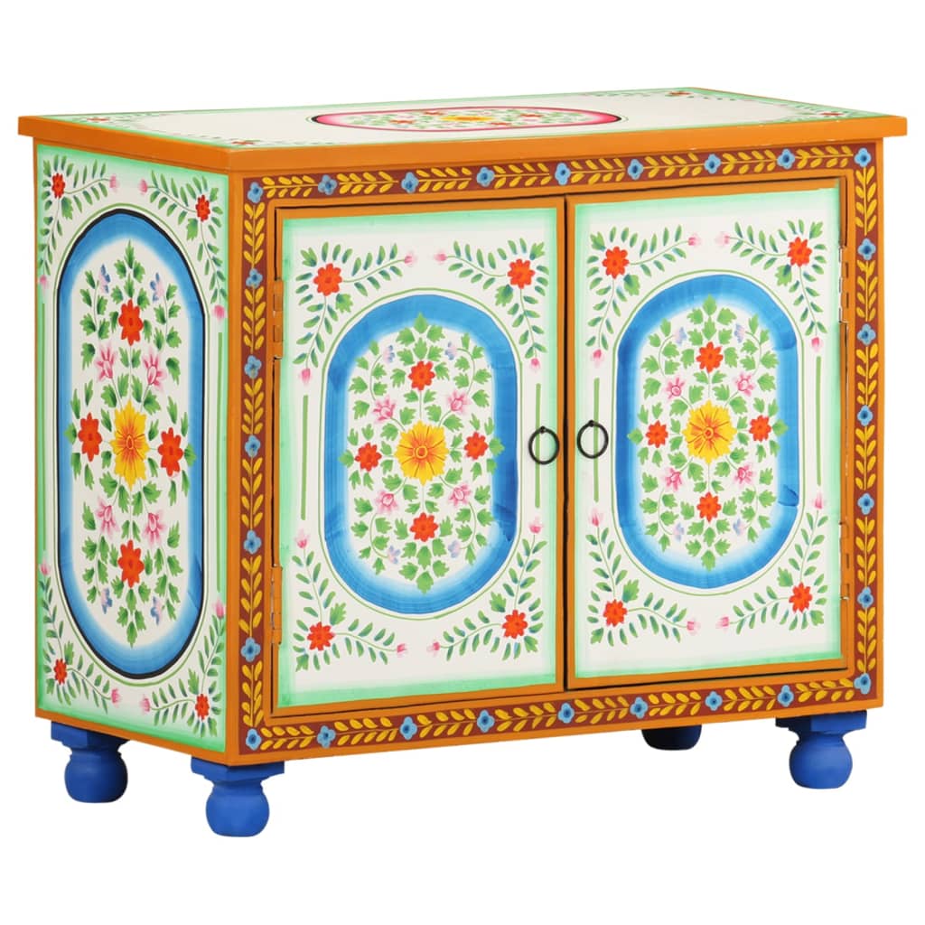 Credenza Dipinta a Mano 70x35x60 cm in Legno di Mango