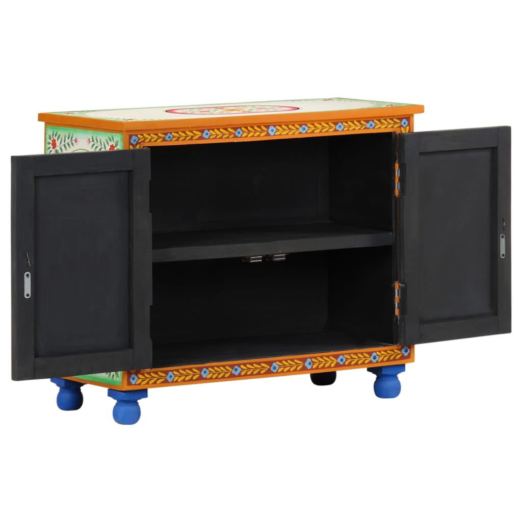 Credenza Dipinta a Mano 70x35x60 cm in Legno di Mango
