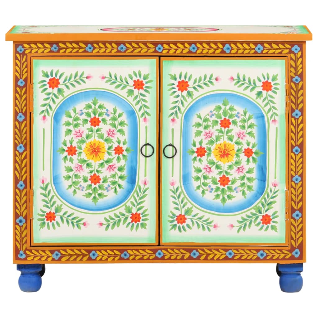 Credenza Dipinta a Mano 70x35x60 cm in Legno di Mango