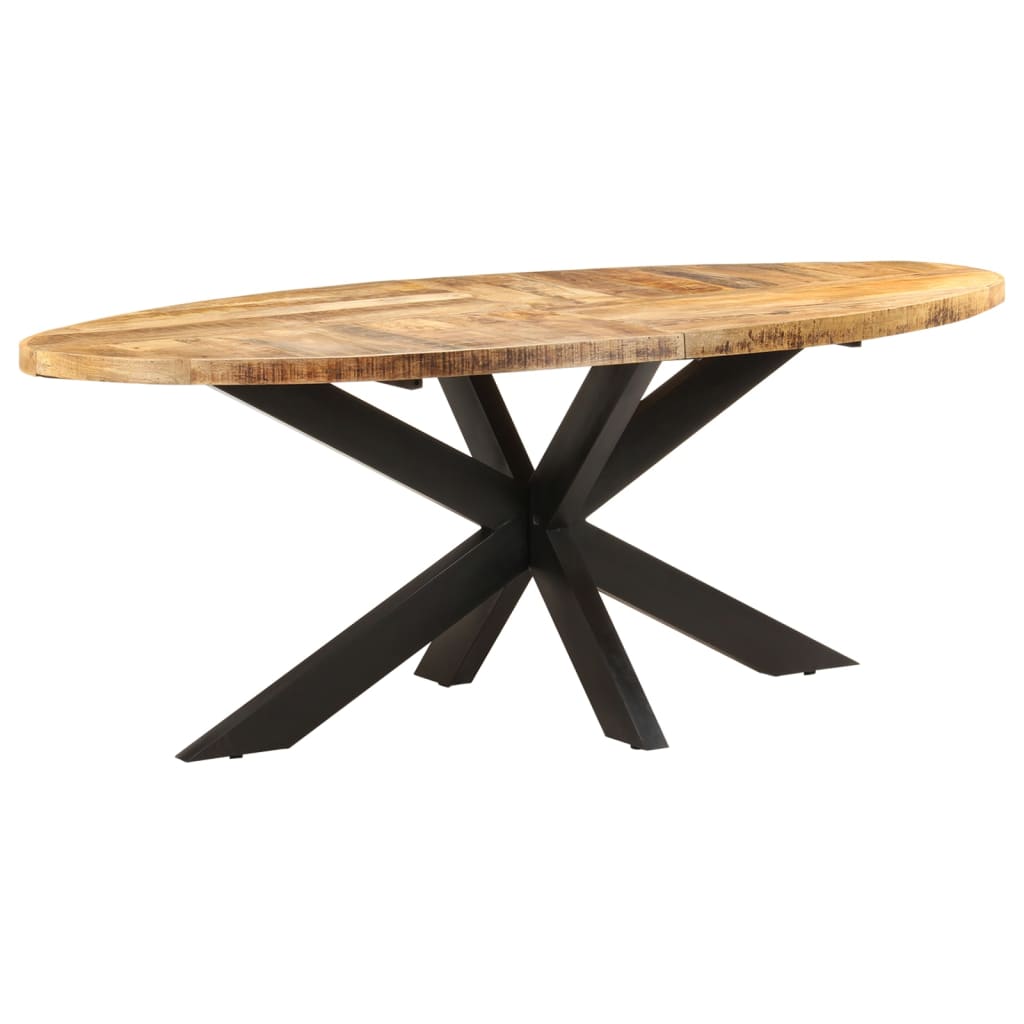 Tavolo da Pranzo Ovale 200x100x75cm in Massello di Mango Grezzo