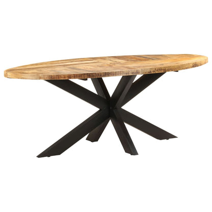 Tavolo da Pranzo Ovale 200x100x75cm in Massello di Mango Grezzo