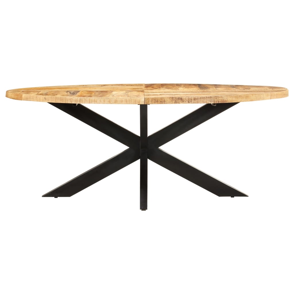 Tavolo da Pranzo Ovale 200x100x75cm in Massello di Mango Grezzo