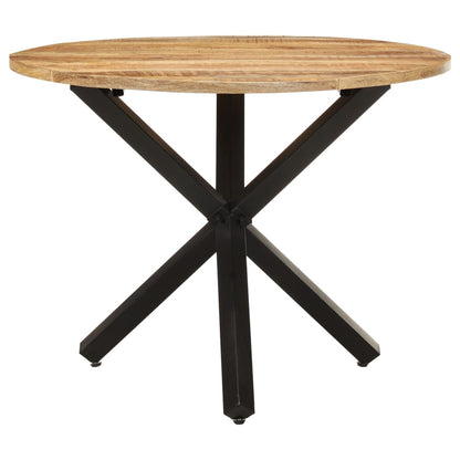 Tavolo da Pranzo Rotondo 100x100x75 cm Massello di Mango Grezzo