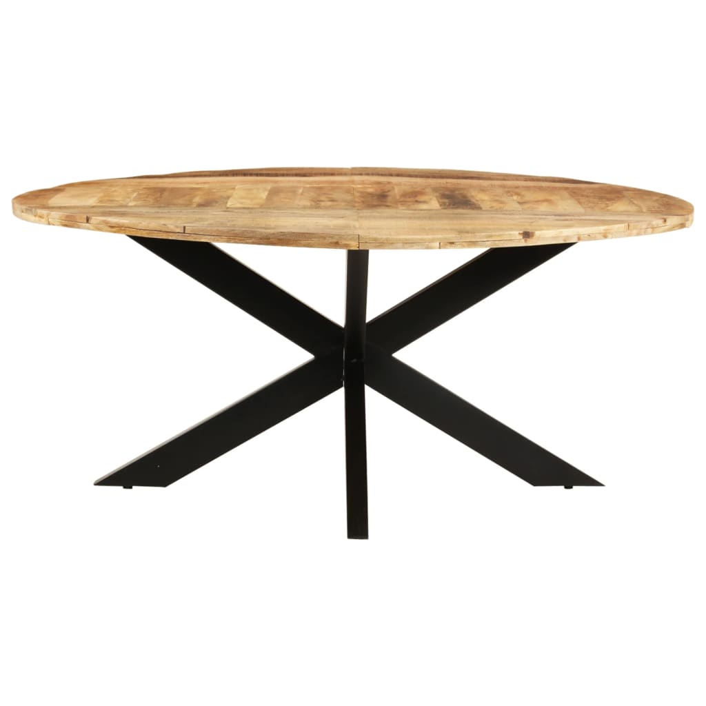 Tavolo da Pranzo Rotondo 175x75 cm in Massello di Mango Grezzo