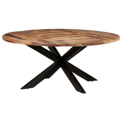 Tavolo Pranzo Rotondo 175x75 cm Legno di Acacia Finitura Ambra
