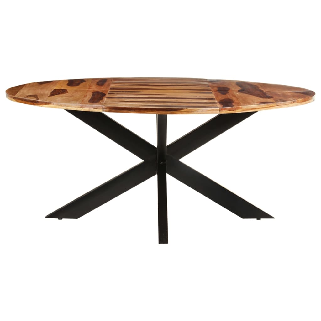 Tavolo Pranzo Rotondo 175x75 cm Legno di Acacia Finitura Ambra